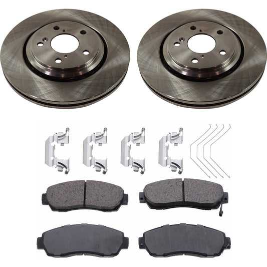 2-Wheel Set Front Brake Disc and Pad Kit, Plain Surface 5 Lugs 320.04 mm Ceramic Pro-Line Series, Includes (1) Brake Pad Set and (2) Brake Disc