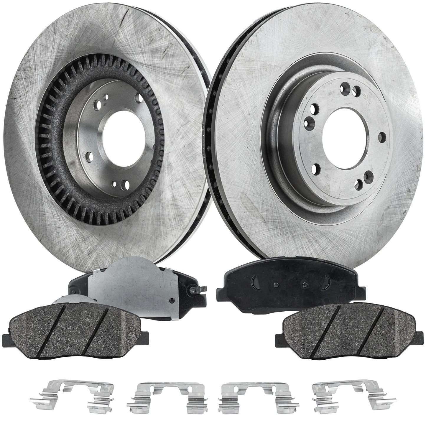 2-Wheel Set Front Brake Disc and Pad Kit, Plain Surface 5 Lugs 320.04 mm Ceramic Pro-Line Series, Includes (2) Brake Disc and (1) Brake Pad Set