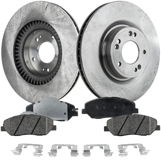 2-Wheel Set Front Brake Disc and Pad Kit, Plain Surface 5 Lugs 320.04 mm Ceramic Pro-Line Series, Includes (2) Brake Disc and (1) Brake Pad Set