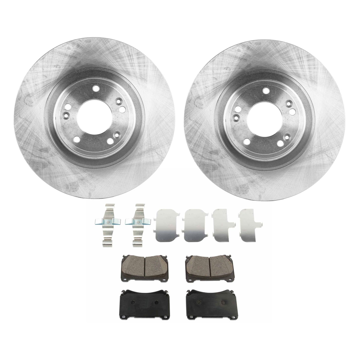 2-Wheel Set Front Brake Disc and Pad Kit, Plain Surface 5 Lugs 329.95 mm Organic Pro-Line Series, Includes (2) Brake Disc and (1) Brake Pad Set