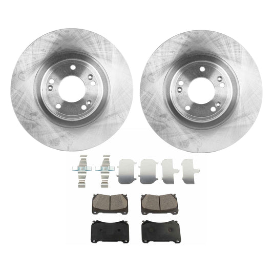 2-Wheel Set Front Brake Disc and Pad Kit, Plain Surface 5 Lugs 329.95 mm Organic Pro-Line Series, Includes (2) Brake Disc and (1) Brake Pad Set