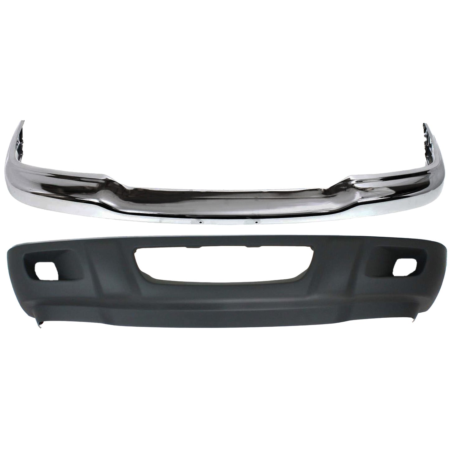 2-Piece Kit, Front Bumper, RWD, Chrome, Includes (1) Bumper and (1) Valance