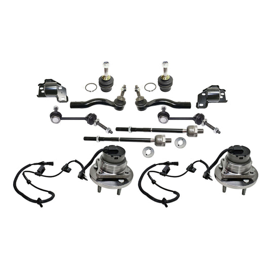 12-Piece Kit Front, Driver and Passenger Side Suspension Kit, Includes (2) Sway Bar Link, (2) Control Arm Bushing, (2) Ball Joint, (4) Tie Rod End and (2) Wheel Hub