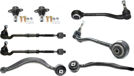8-Piece Kit Front, Driver and Passenger Side, Lower, Frontward and Rearward Control Arm Kit, Includes (2) Ball Joint, (4) Control Arm, and (2) Tie Rod Assembly