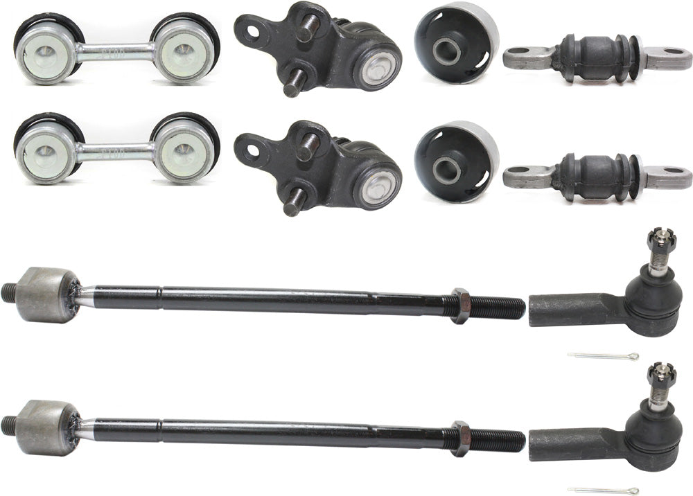 10-Piece Kit Front, Driver and Passenger Side Suspension Kit, Includes (2) Ball Joint, (2) Control Arm Bushing, (2) Sway Bar Link and (4) Tie Rod End