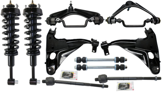 10-Piece Kit Front, Driver and Passenger Side, Upper and Lower Control Arm Kit, Includes (4) Control Arm, (2) Sway Bar Link, (2) Tie Rod End and (2) Shock Absorber and Strut Assembly