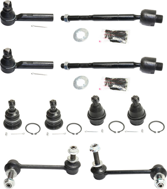 10-Piece Kit Front, Driver and Passenger Side Suspension Kit, Includes (2) Sway Bar Link, (4) Ball Joint and (4) Tie Rod End