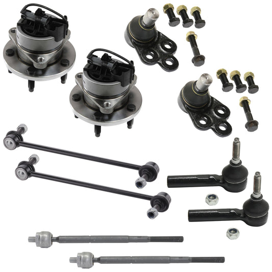 10-Piece Kit Front Suspension Kit, Includes (2) Ball Joint, (2) Sway Bar Link, (4) Tie Rod End and (2) Wheel Hub