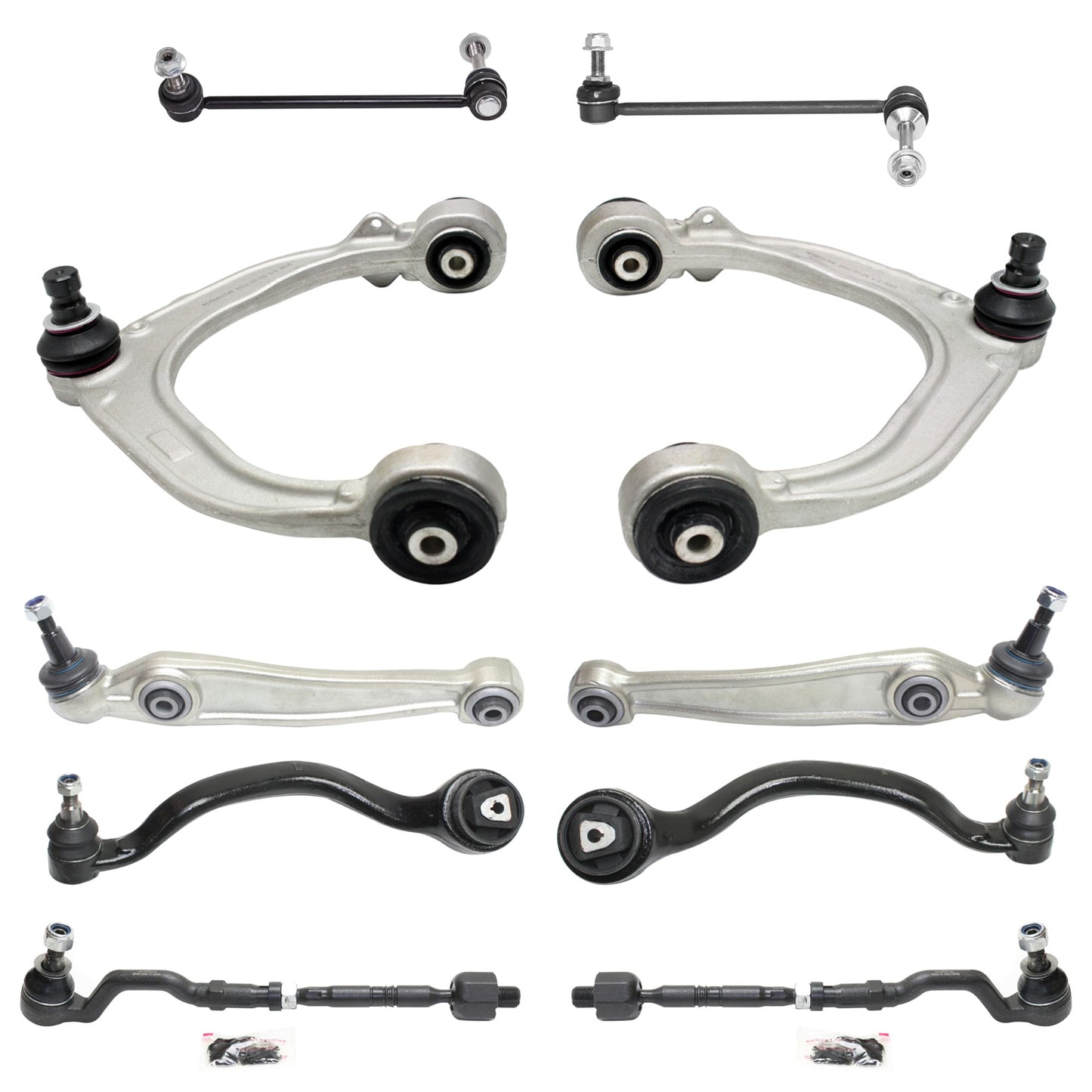 10-Piece Kit Front Suspension Kit, Includes (2) Tie Rod Assembly, (6) Control Arm and (2) Sway Bar Link