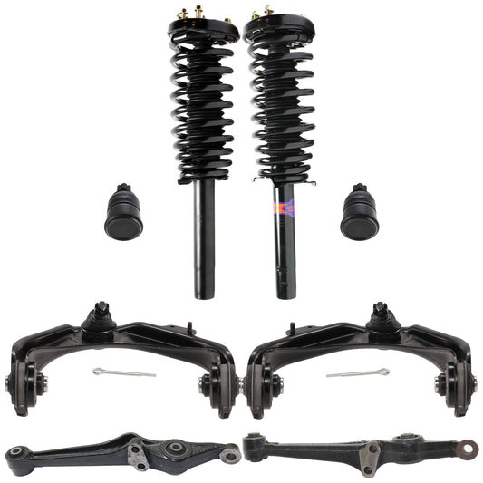8-Piece Kit Front, Driver and Passenger Side, Upper and Lower Control Arm Kit, Includes (4) Control Arm, (2) Ball Joint and (2) Shock Absorber and Strut Assembly