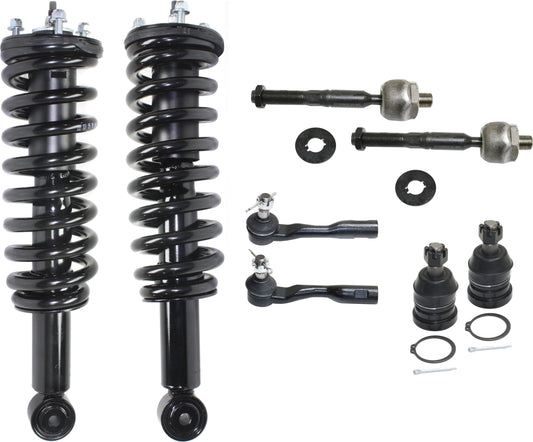 8-Piece Kit Front, Driver and Passenger Side Suspension Kit, Includes (4) Tie Rod End, (2) Ball Joint and (2) Shock Absorber and Strut Assembly