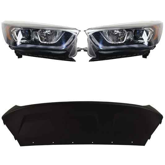 4-Piece Kit, Driver and Passenger Side Halogen Headlight, With bulb(s), For Models With Signature Light, OE Replacement, Includes (2) Bumper Trim and (2) Headlight