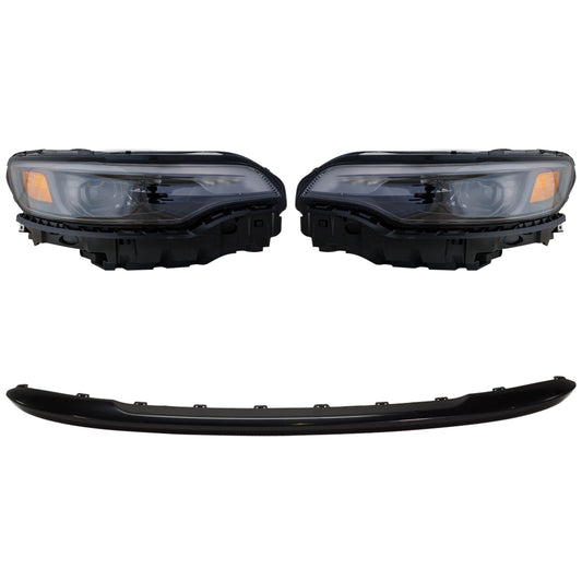 3-Piece Kit Halogen Headlights, Without bulb(s), Includes (1) Bumper Trim and (2) Headlight