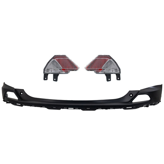 3-Piece Kit Rear, Driver and Passenger Side Back Up Lights, Assembly, Halogen, Clear Lens, includes (2) Back Up Light and (1) Bumper Cover