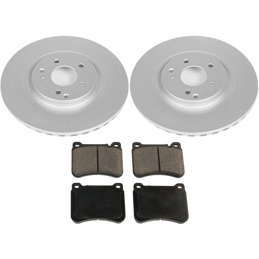 KIT-090221-709 Комплект из 2 передних тормозных дисков и колодок, гладкая поверхность, 5 болтов, покрытие Organic Evolution Geomet, высокоуглеродистый, включает в себя (2) тормозных диска и (1) комплект тормозных колодок