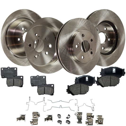 4-Wheel Set Front and Rear Brake Disc and Pad Kit, Plain Surface 5 Lugs Front-295.91 mm/Rear-291.08 mm Ceramic Pro-Line Series, Includes (4) Brake Disc and (2) Brake Pad Set