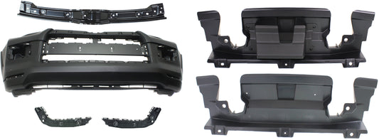5-Piece Kit, Front Primed Bumper Cover, For Models with Chrome Trim, Includes (1) Bumper Cover, (3) Bumper Retainer, and (1) Valance
