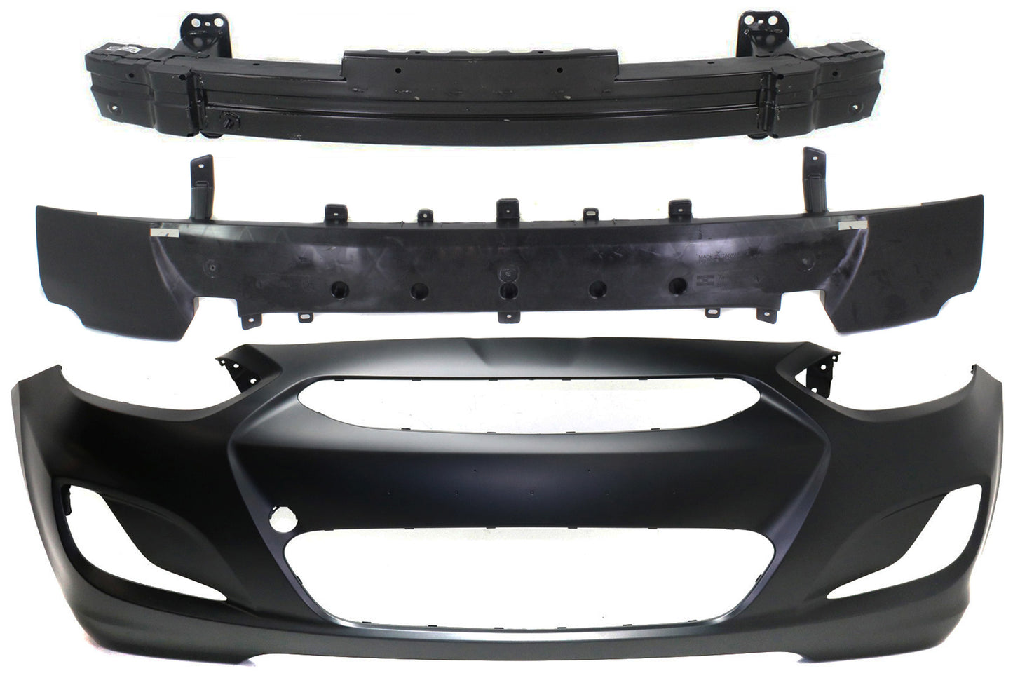 3-Piece Kit, Front Primed Bumper Cover, Includes (1) Bumper Absorber, (1) Bumper Cover, and (1) Bumper Reinforcement