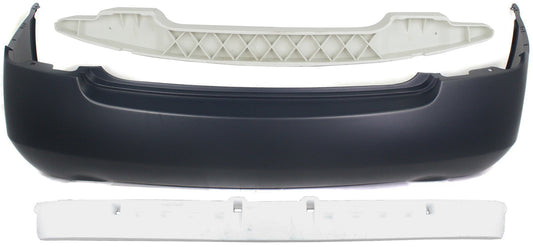 3-Piece Kit, Rear Primed Bumper Cover, Sedan, For Models With Dual Exhaust Holes, Includes (1) Bumper Absorber, (1) Bumper Cover, and (1) Bumper Reinforcement