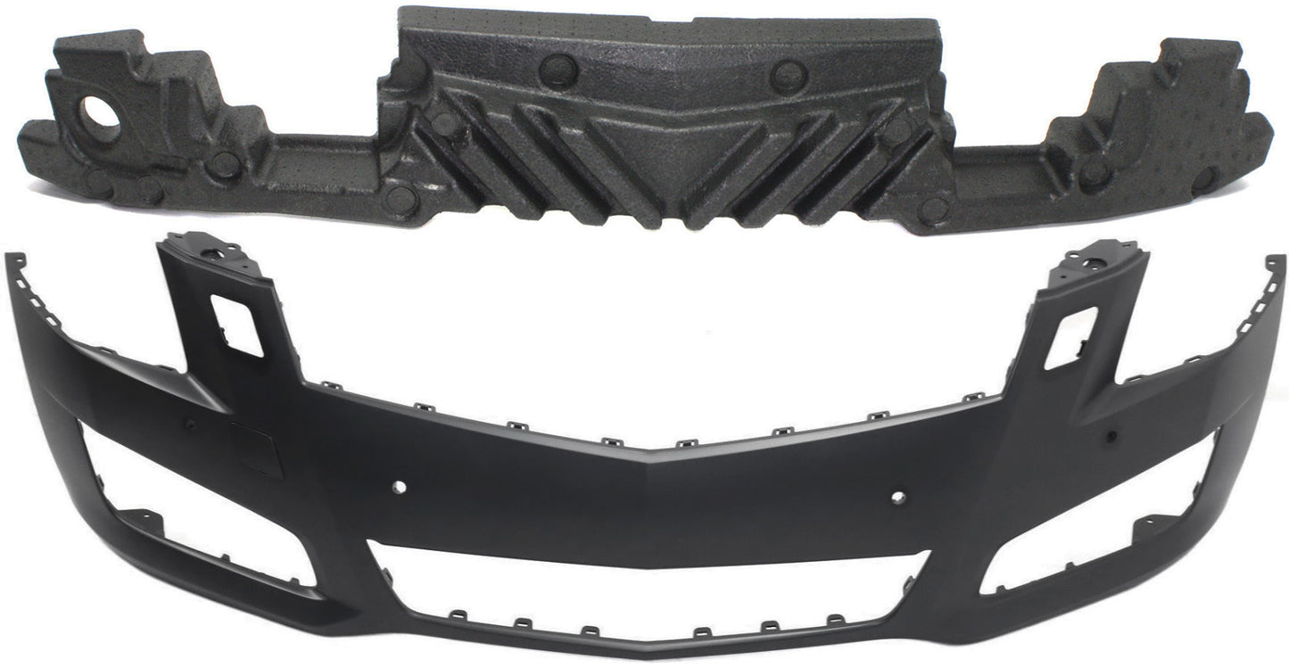 2-Piece Kit, Front Primed Bumper Cover, Includes (1) Bumper Absorber and (1) Bumper Cover