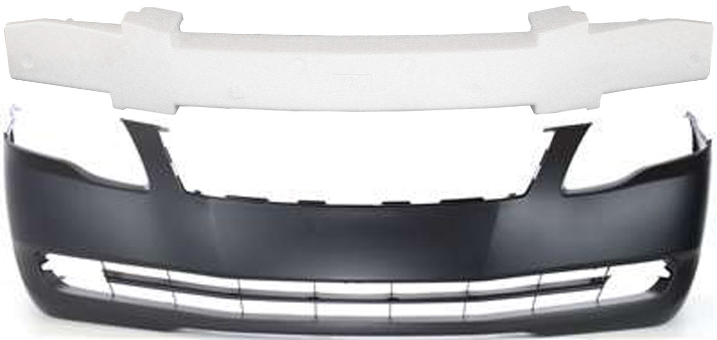 2-Piece Kit, Front Primed Bumper Cover, Includes (1) Bumper Absorber and (1) Bumper Cover