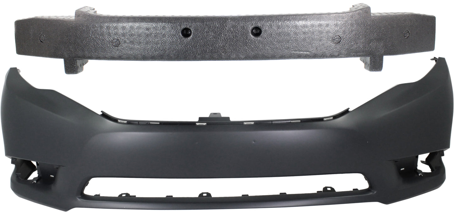 2-Piece Kit, Front Primed Bumper Cover, Includes (1) Bumper Absorber and (1) Bumper Cover
