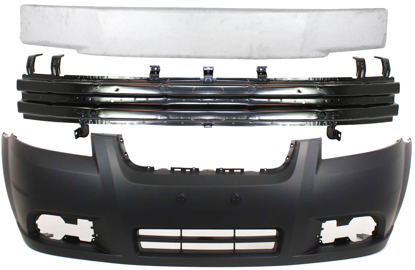 3-Piece Kit, Front Primed Bumper Cover, Includes (1) Bumper Absorber, (1) Bumper Cover, and (1) Bumper Reinforcement