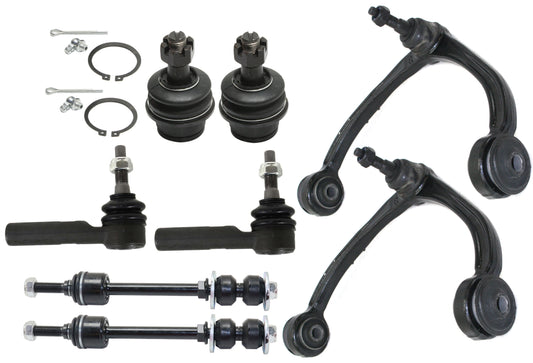 8-Piece Kit Front, Driver and Passenger Side, Upper Control Arm Kit, Includes (2) Ball Joint, (2) Control Arm, (2) Sway Bar Link, and (2) Tie Rod End