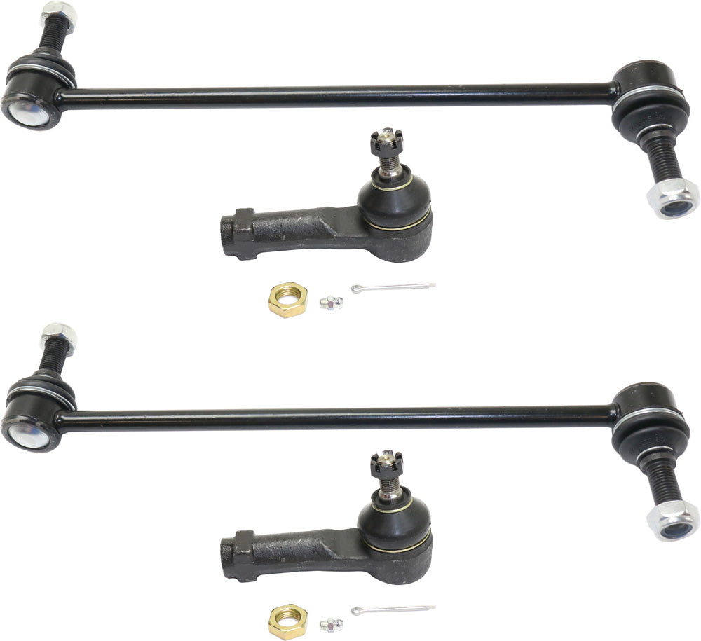 4-Piece Kit Front, Driver and Passenger Side Suspension Kit, Includes (2) Tie Rod End and (2) Sway Bar Link
