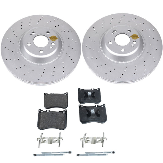 KIT-090821-325 2-Wheel Set Front Brake Disc and Pad Kit, Plain Surface 5 Lugs 370.84 mm Organic Brake Disc Evolution Geomet Coated High Carbon; Brake Pad Set Pro-Line Series, Includes (2) Disc and (1) Pad Set