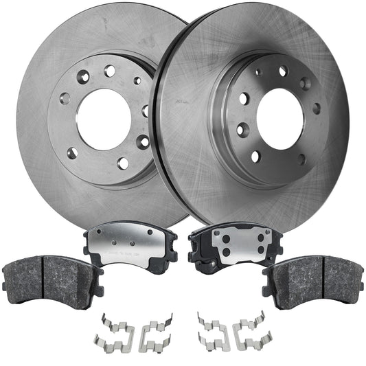 2-Wheel Set Brake Disc and Pad Kit, Plain Surface 5 Lugs 282.45 mm Organic Pro-Line Series, Includes (2) Brake Disc and (1) Brake Pad Set