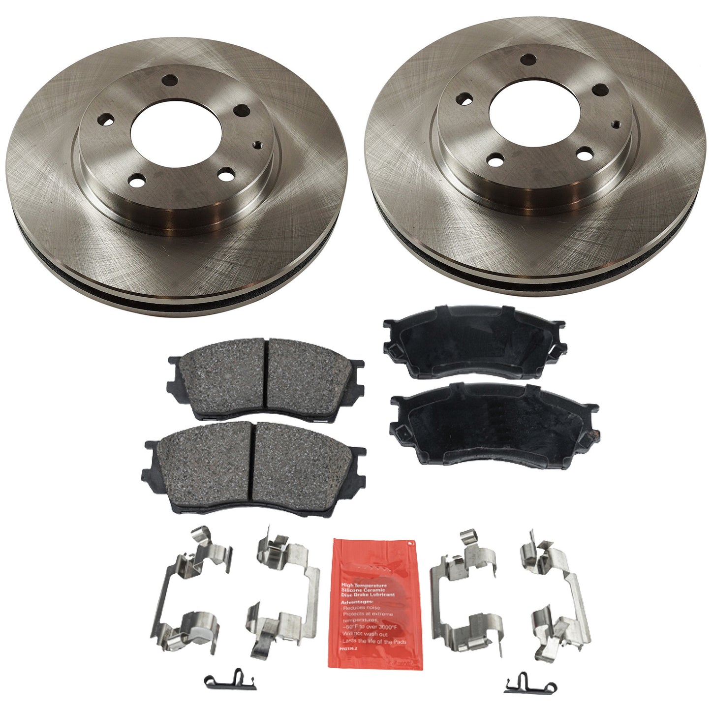 2-Wheel Set Brake Disc and Pad Kit, Plain Surface 5 Lugs 273.81 mm Ceramic Pro-Line Series, Includes (2) Brake Disc and (1) Brake Pad Set