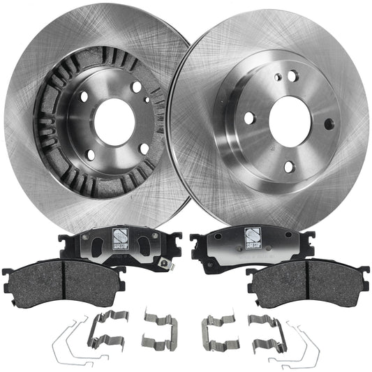 2-Wheel Set Front Brake Disc and Pad Kit, Plain Surface 4 Lugs 258.06 mm Organic Pro-Line Series, Includes (2) Brake Disc and (1) Brake Pad Set