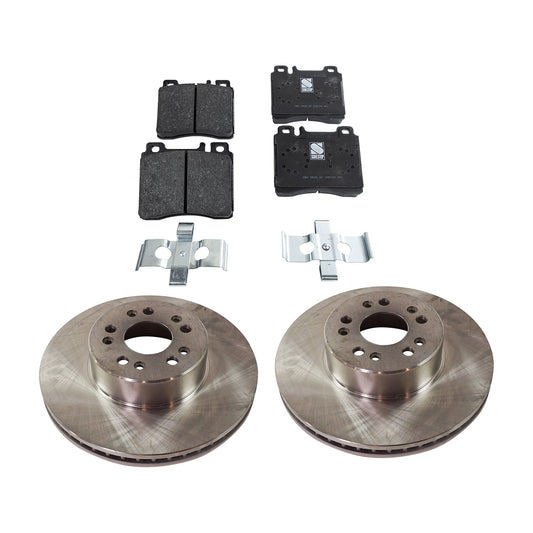2-Wheel Set Front Brake Disc and Pad Kit, Plain Surface 5 Lugs 320.04 mm Organic Pro-Line Series, Includes (1) Brake Pad Set and (2) Brake Disc