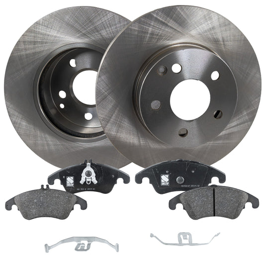 2-Wheel Set Front Brake Disc and Pad Kit, Plain Surface 5 Lugs 294.89 mm Organic Pro-Line Series, Includes (2) Brake Disc and (1) Brake Pad Set