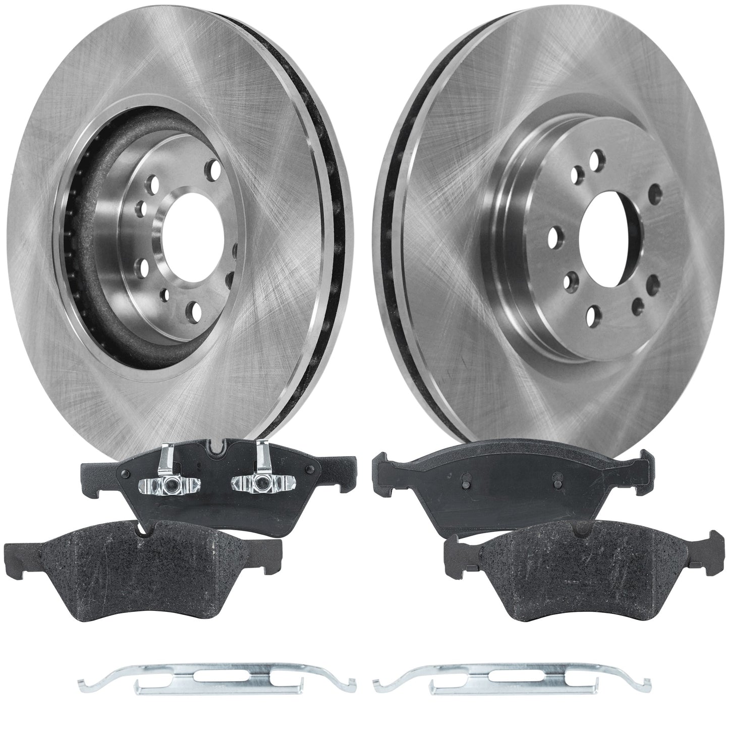 2-Wheel Set Front Brake Disc and Pad Kit, Plain Surface 5 Lugs 329.95 mm Organic Pro-Line Series, Includes (2) Brake Disc and (1) Brake Pad Set