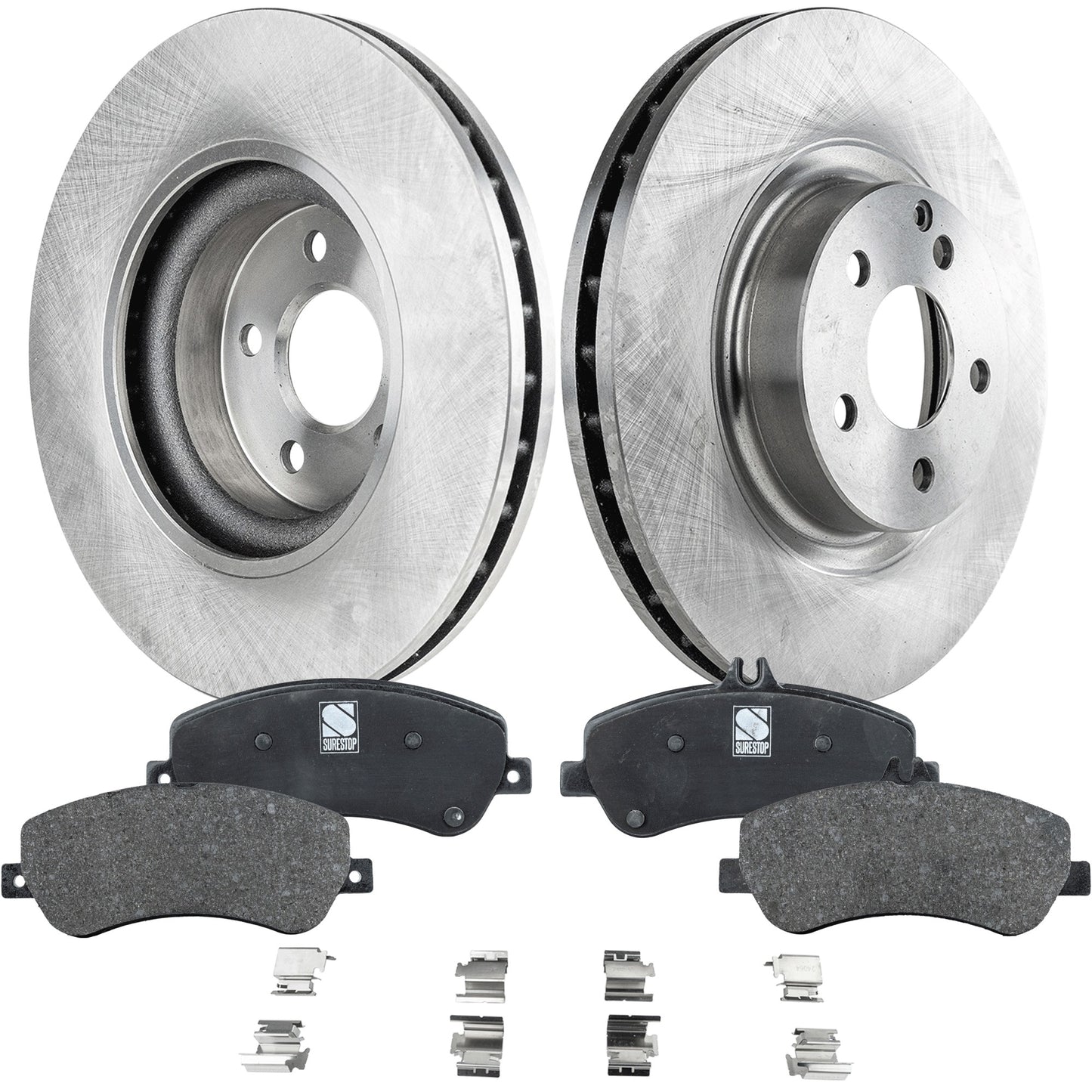 2-Wheel Set Front Brake Disc and Pad Kit, Plain Surface 5 Lugs 329.95 mm Organic Pro-Line Series, Includes (2) Brake Disc and (1) Brake Pad Set