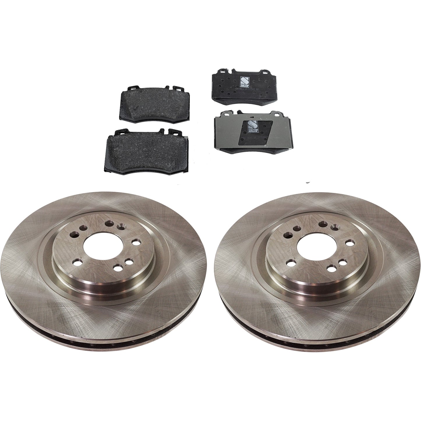 2-Wheel Set Front Brake Disc and Pad Kit, Plain Surface 5 Lugs 344.93 mm Organic Pro-Line Series, Includes (2) Brake Disc and (1) Brake Pad Set