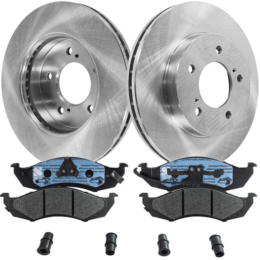 2-Wheel Set Front Brake Disc and Pad Kit, Plain Surface 5 Lugs 276.61 mm Semi-metallic Pro-Line Series, Includes (2) Brake Disc and (1) Brake Pad Set