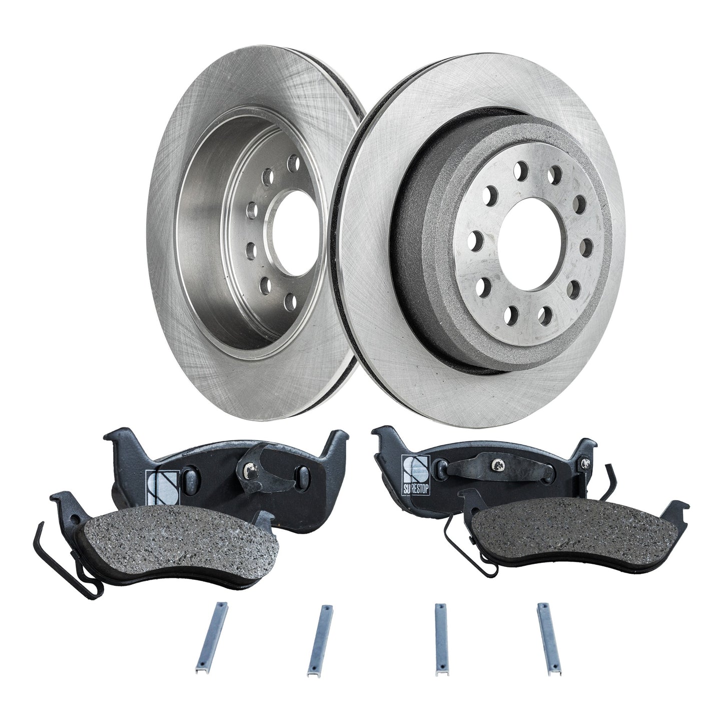 2-Wheel Set Brake Disc and Pad Kit, Plain Surface 5 Lugs 294.89 mm Ceramic Pro-Line Series, Includes (2) Brake Disc and (1) Brake Pad Set