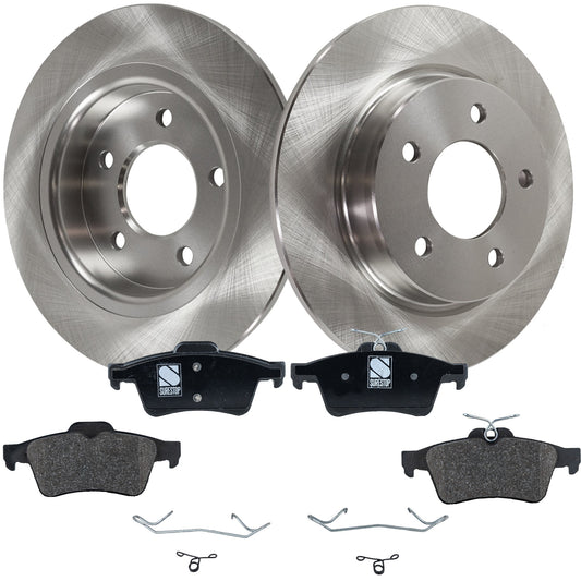 2-Wheel Set Rear Brake Disc and Pad Kit, Plain Surface 5 Lugs 279.91 mm Organic Pro-Line Series, Includes (2) Brake Disc and (1) Brake Pad Set