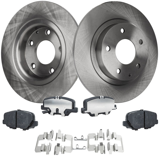 2-Wheel Set Rear Brake Disc and Pad Kit, Plain Surface 5 Lugs 277.9 mm Ceramic Pro-Line Series, Includes (2) Brake Disc and (1) Brake Pad Set