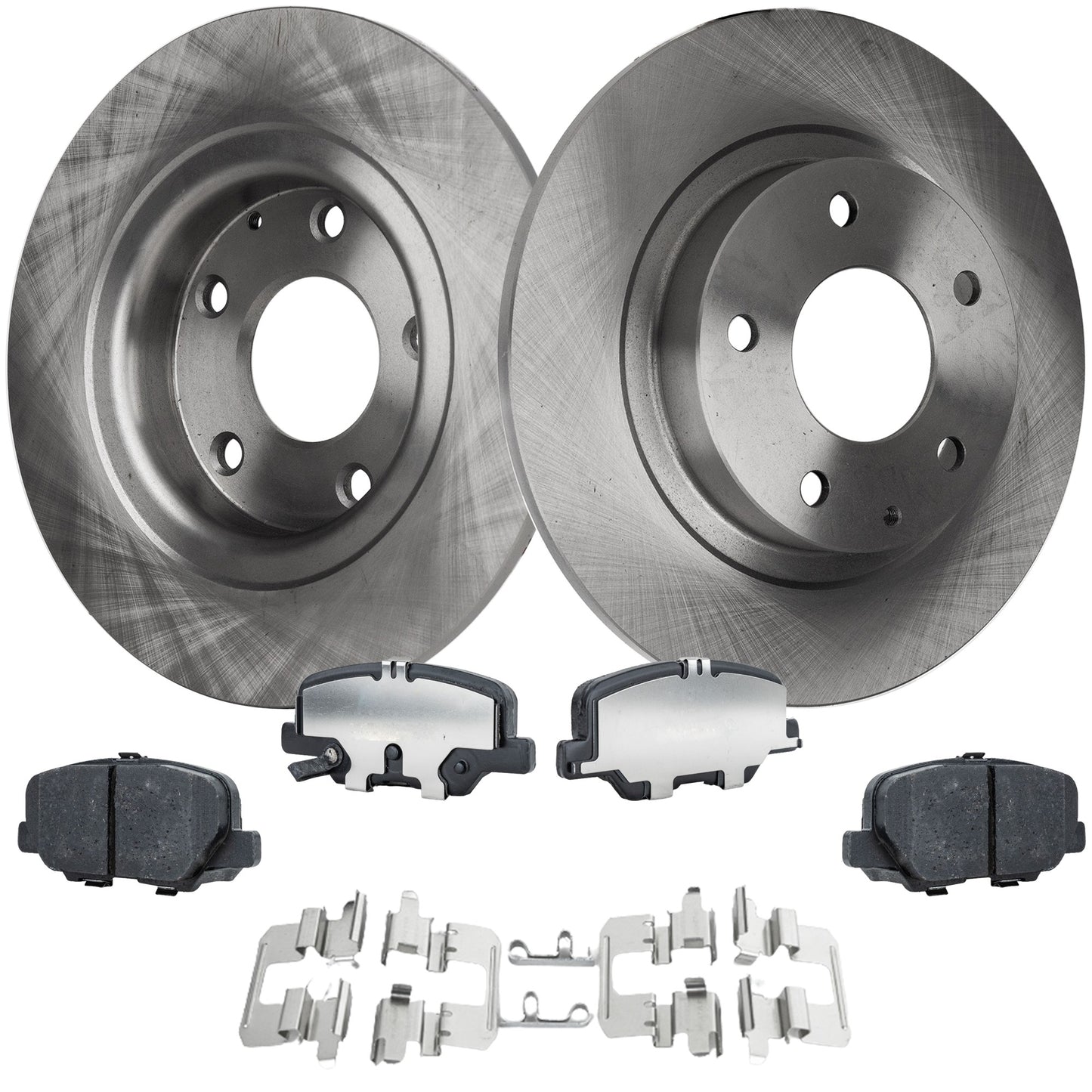 2-Wheel Set Rear Brake Disc and Pad Kit, Plain Surface 5 Lugs 277.9 mm Ceramic Pro-Line Series, Includes (2) Brake Disc and (1) Brake Pad Set