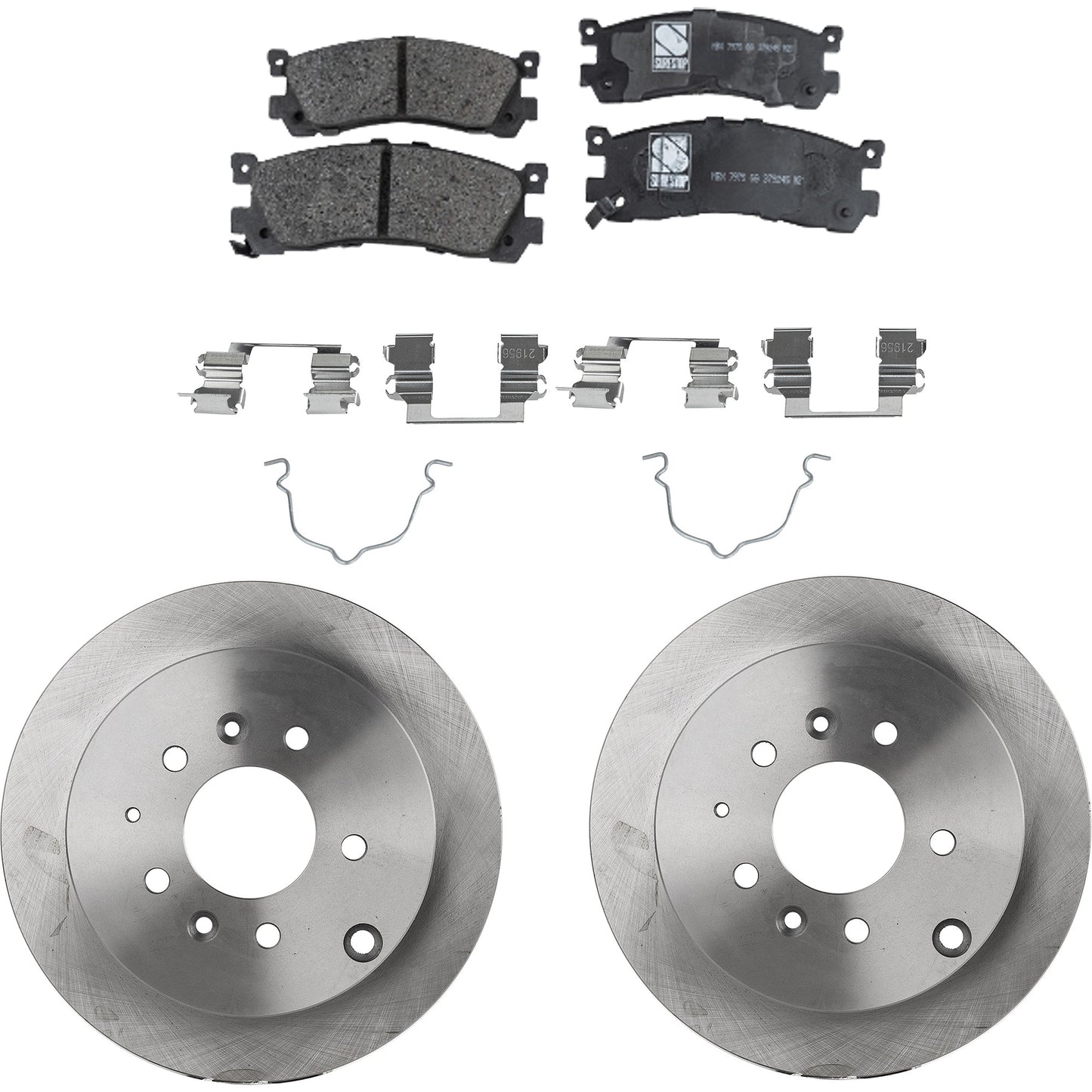 2-Wheel Set Brake Disc and Pad Kit, Plain Surface 5 Lugs 285.75 mm Ceramic Pro-Line Series, Includes (2) Brake Disc and (1) Brake Pad Set