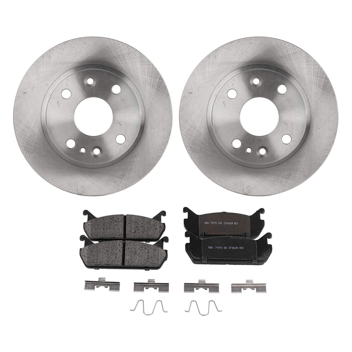 2-Wheel Set Rear Brake Disc and Pad Kit, Plain Surface 4 Lugs 230.89 mm Ceramic Pro-Line Series, Includes (2) Brake Disc and (1) Brake Pad Set