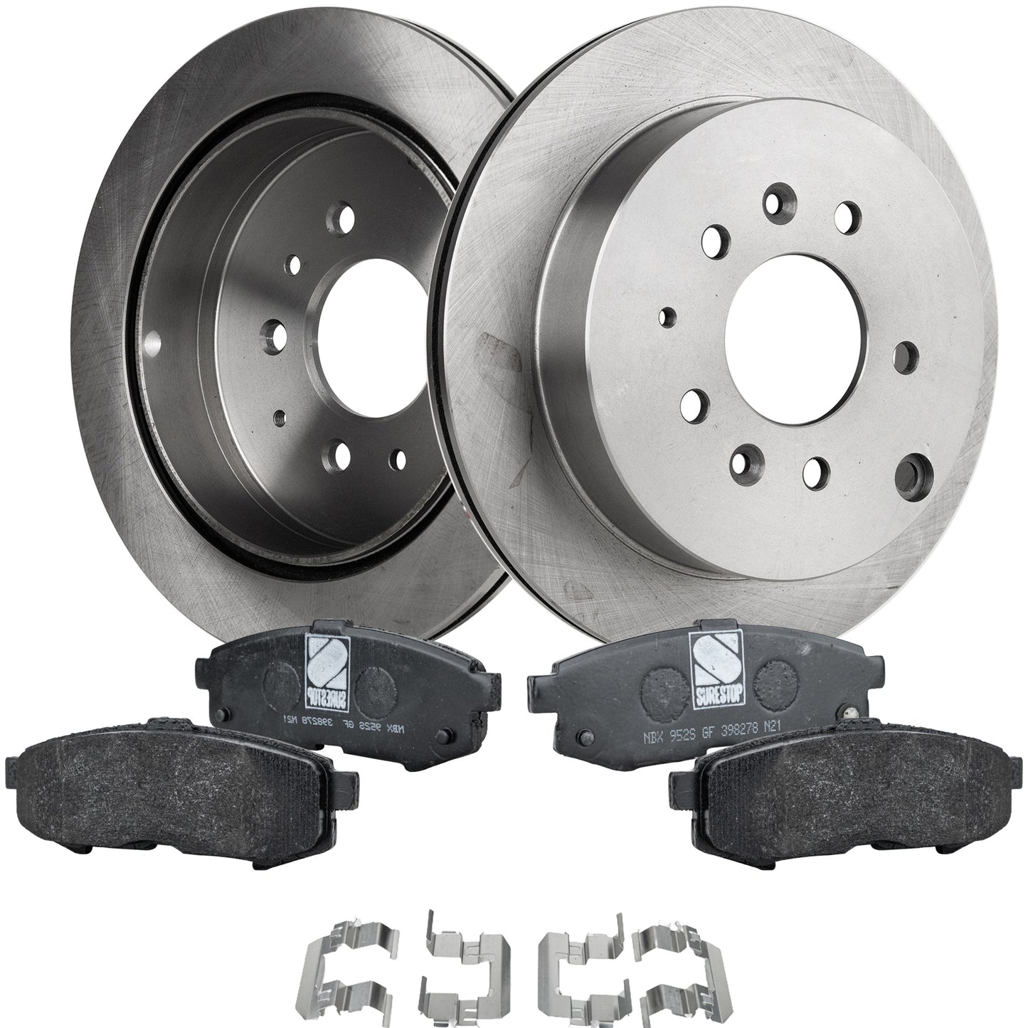 2-Wheel Set Brake Disc and Pad Kit, Plain Surface 5 Lugs 285.75 mm Organic Pro-Line Series, Includes (2) Brake Disc and (1) Brake Pad Set