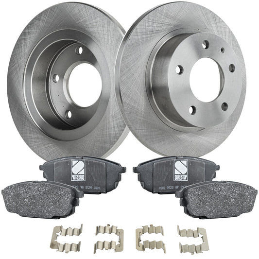 2-Wheel Set Rear Brake Disc and Pad Kit, Plain Surface 5 Lugs 261.11 mm Organic Pro-Line Series, Includes (2) Brake Disc and (1) Brake Pad Set