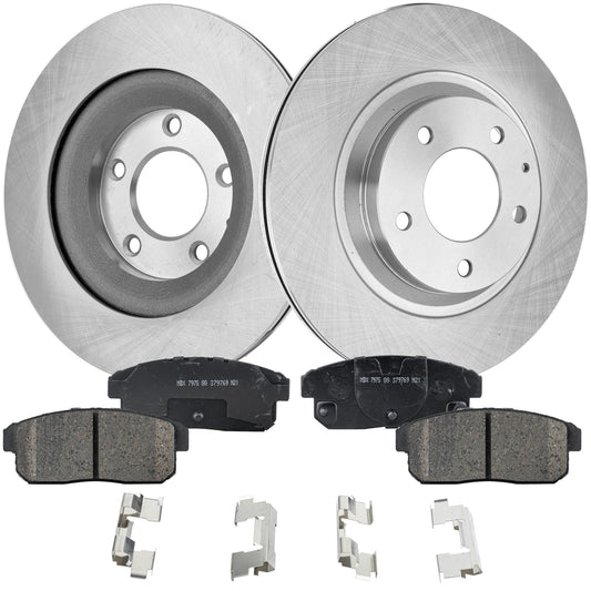 2-Wheel Set Rear Brake Disc and Pad Kit, Plain Surface 5 Lugs 300.99 mm Ceramic Pro-Line Series, Includes (2) Brake Disc and (1) Brake Pad Set