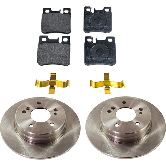 2-Wheel Set Rear Brake Disc and Pad Kit, Plain Surface 5 Lugs 277.88 mm Organic Pro-Line Series, Includes (2) Brake Disc and (1) Brake Pad Set