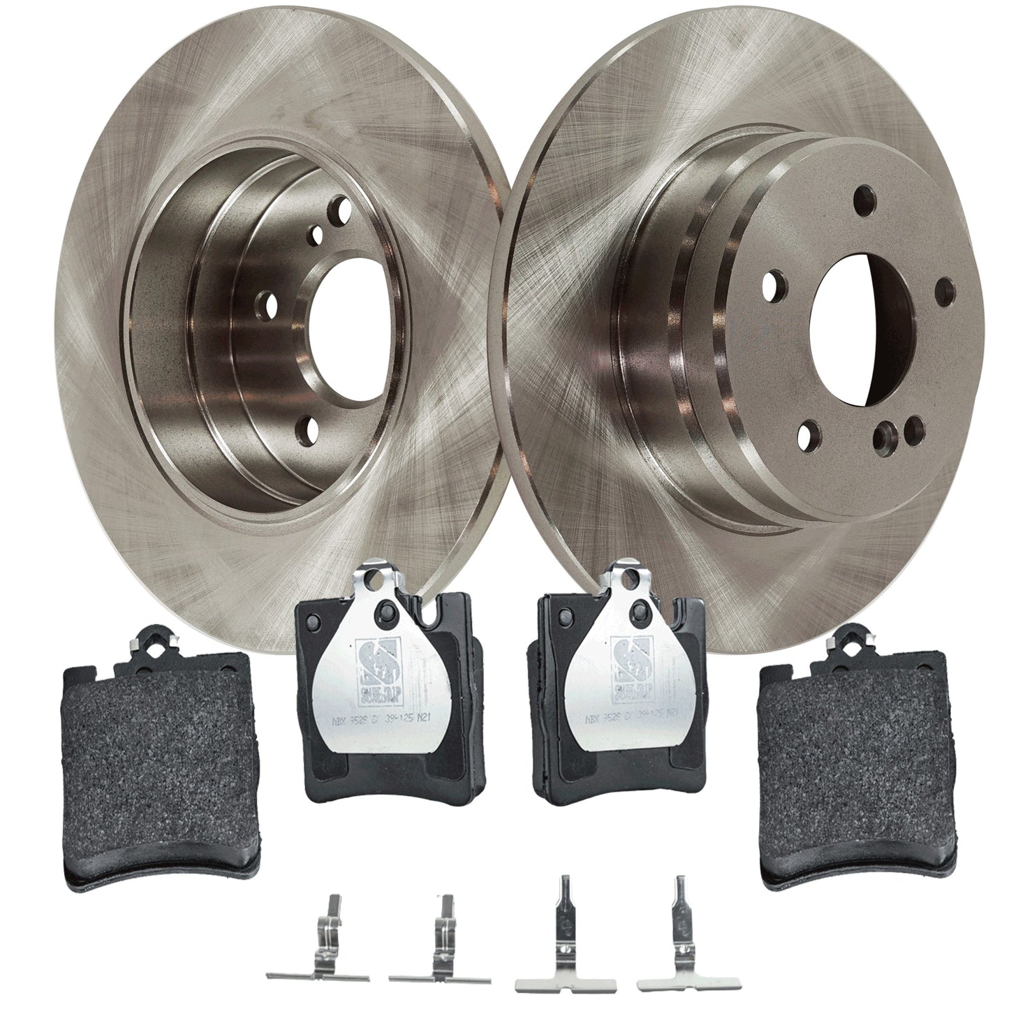 2-Wheel Set Rear Brake Disc and Pad Kit, Plain Surface 5 Lugs 290.07 mm Organic Pro-Line Series, Includes (2) Brake Disc and (1) Brake Pad Set